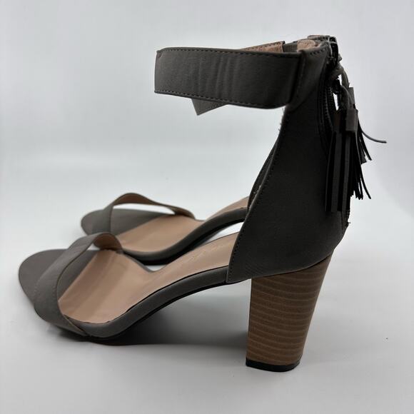 Allegra K Gray Strappy Block Heels WMN 11 Tassel Zip Ankle Strap Open Toe Sandal - Picture 8 of 8